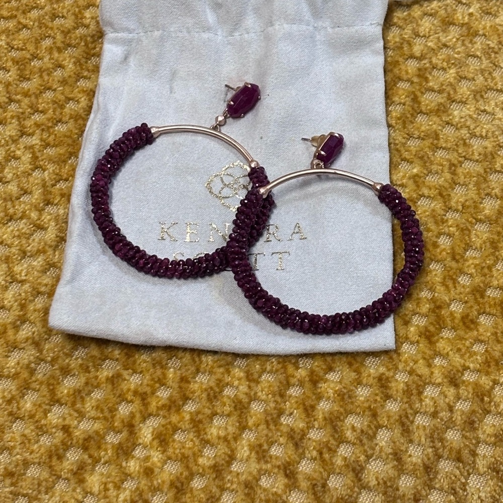 Kendra Scott Maroon Beaded Hoop Earrings